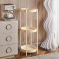 thumbnail image 1 of HOZVOMI 3 Tier Small Tea Table Iron Sofa Side Table Modern Concise Living Room Bedroom Round Table, White, 1 of 6