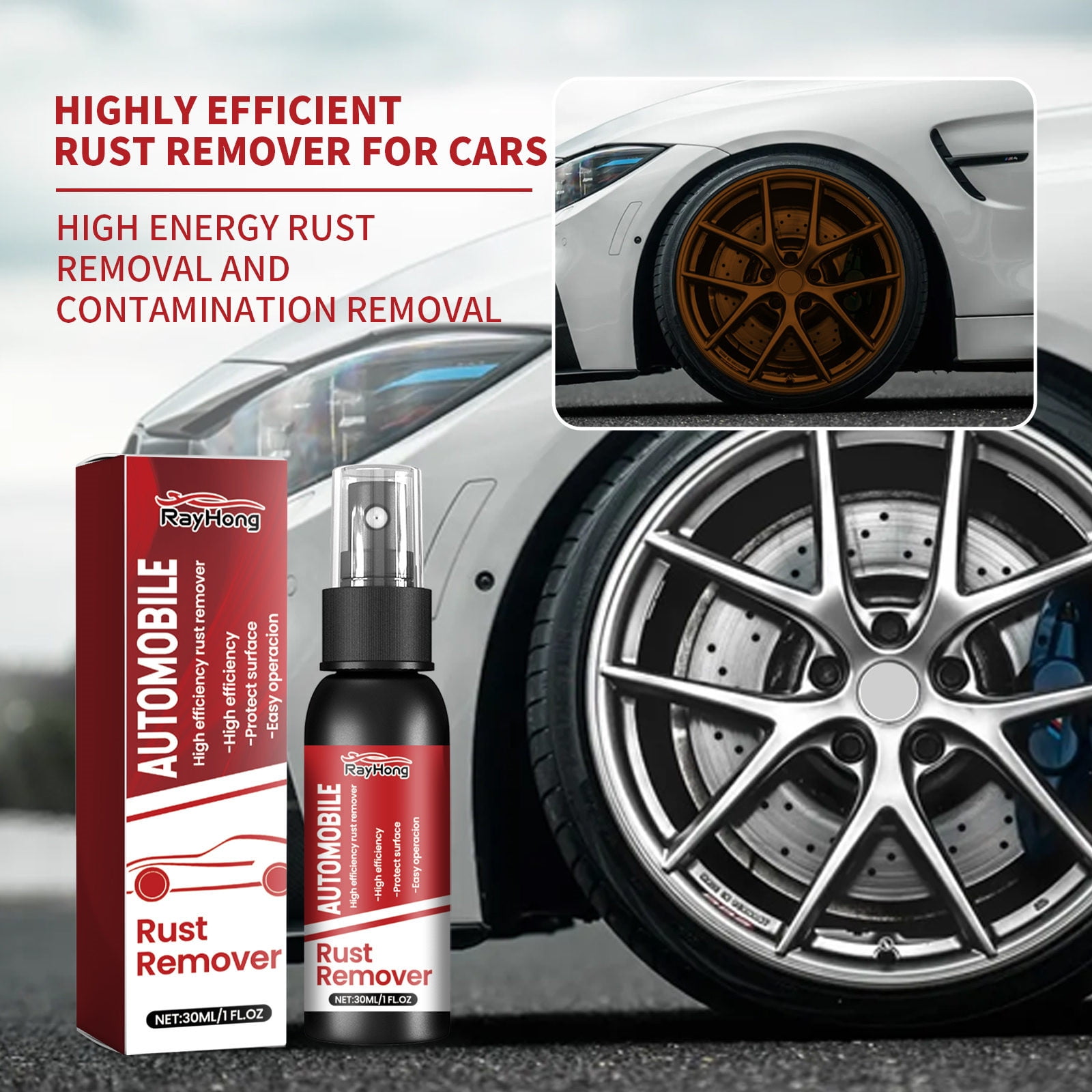 HOZVOMI 30ml Multipurpose Car Rust Remover FastActing Metal Paint Cleaner, No Sanding Needed