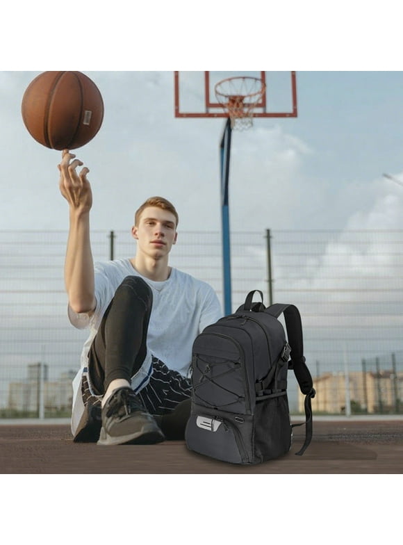 32L Basketball Backpack with Shoe Compartment, Laptop Sleeve & Air Cushion Straps, Waterproof Oxford Travel Backpack for Sports/School, 17.7x12.6x8.3in