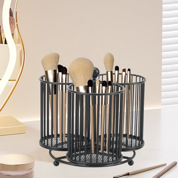 HOZVOMI 360-Degree Rotating Cutlery Organizer, 3-Compartment Utensil Holder for Kitchen Countertop, Metal Cutlery Rack for Restaurant and Home Use
