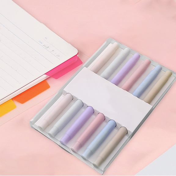 HOZVOMI 6 Pack of Double Ended Soft Brush Highlighters - 6 Bright Colors, 2ml Ink Capacity, Ideal for Note Taking and Drawing, Practical & Durable, Perfect for Office and Exam Use