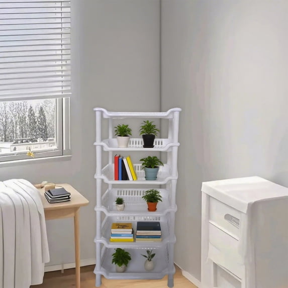 HOZVOMI 6 Tier Plastic Storage Rack - Easy Assembly, Suitable for Home, Office, Kitchen & Dorm