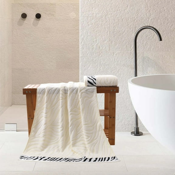 HOZVOMI Animal Skin Patterned Bamboo Fiber Bath Towel: Absorbent Adult Gift Towel