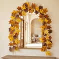 thumbnail image 1 of HOZVOMI Artificial Maple Leaf Wreath, Fall Thanksgiving Garland Decoration for Home Party, Flexible Simulation Rattan for Fireplace Mantel Door Frame Railing Indoor Outdoor Use, 1 of 8