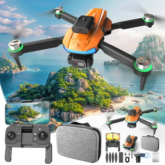 HOZVOMI Brushless Motor FPV Drone with 2 Cameras, Gesture Control, Headless Mode, Wind Resistance, and LED Lights - Beginner Friendly Quadcopter with 4K HD Camera and Optical Positioning
