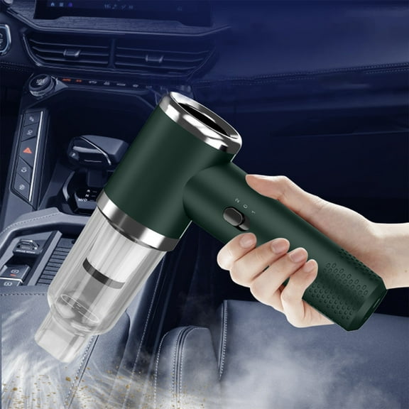 HOZVOMI Car Precipitator Vacuum Cleaner, 9000Pa Suction, 120W Power, USB Rechargeable, Handheld & Wireless, for Car Interior/Home Use, Low Noise, with Multiple Brush Heads & Removable Filter - Green