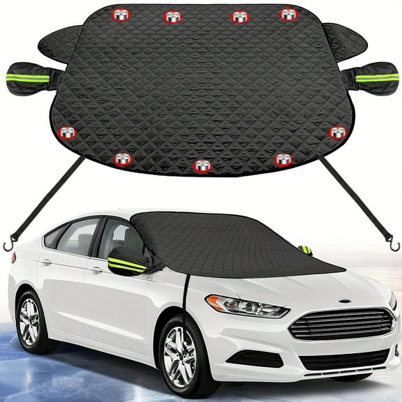 HOZVOMI Car Windshield Shield | Winter Snow & Sun Protection | Magnetic Anti-Freeze Cover | Waterproof, Windproof, Reflective | Easy Install | Universal Fit