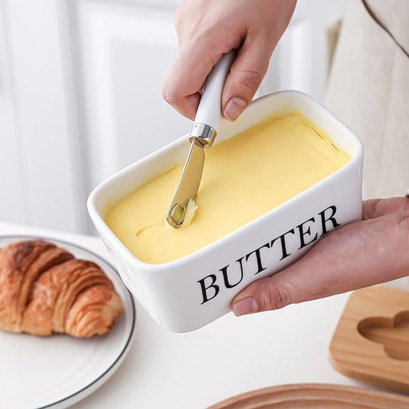 HOZVOMI Ceramic Butters Storage Box - Nordic Style Ceramic Jar for Cheese and Butters Storage