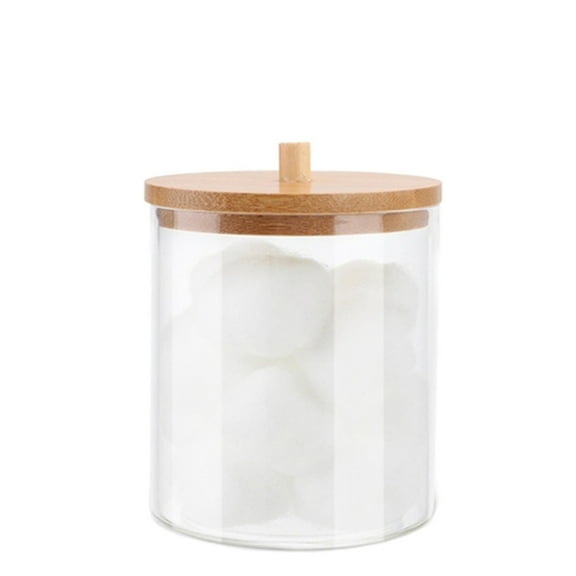 HOZVOMI Clear Plastic Qtip Dispenser Set - 40oz Jars for Cotton Balls, Swabs, Round Pads & Floss | Bathroom Storage Organizer with Removable Acrylic Lids | Ideal Travel Size