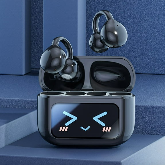 HOZVOMI Clip Ears True Wireless Earbuds, Full Color Screen, Digital Display, 12H Battery, Noise Reduction, Bluetooth 5.4