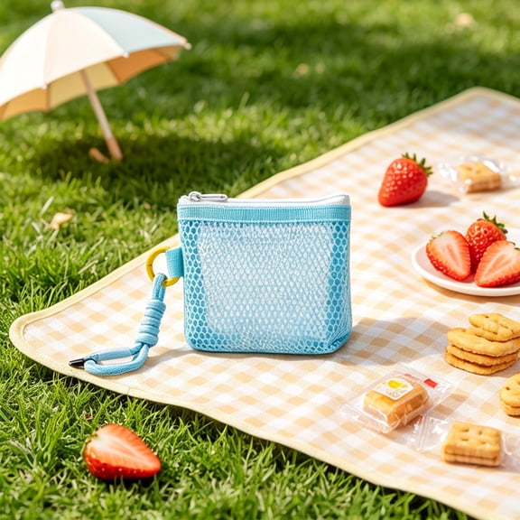 HOZVOMI Compact Mesh Storage Pouch for Organizing Coins, Keys, Cards, and Small Items