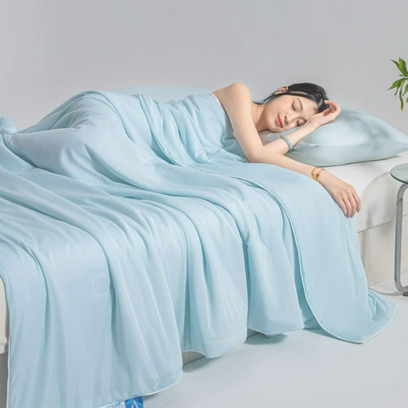 HOZVOMI Cooling Blanket for Hot Sleepers - Breathable Summer Comforter, 150x200cm, Mint Green/Green/Gray/Pink/Blue/Yellow