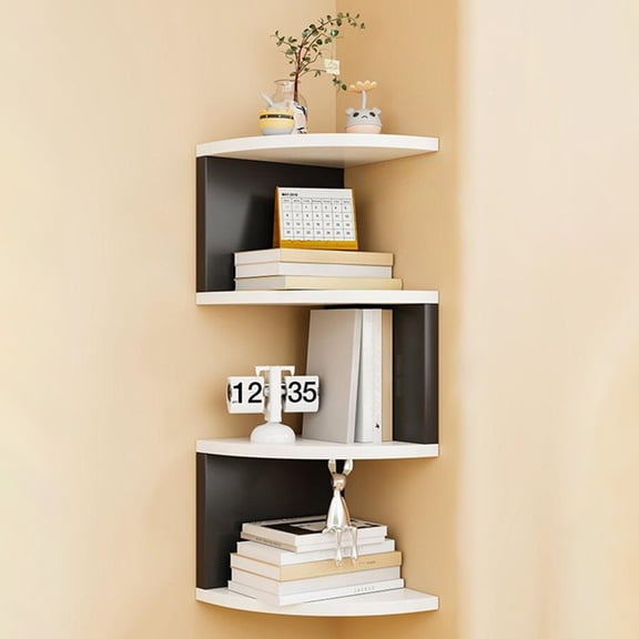 HOZVOMI Corner Shelf No Punch Wall Organizer, Multi-Compartment Storage Bookshelf for Living Room, Bedroom, and Kitchen