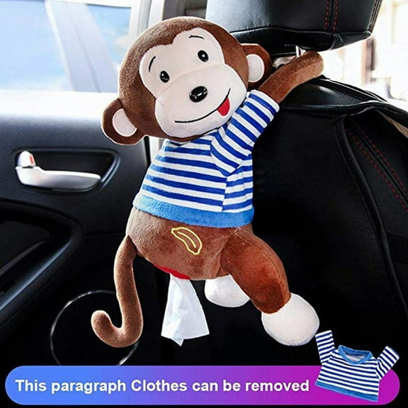 HOZVOMI Cute Animal Wall Hanging Tissue Box Holder, Zipper Bottom for Easy Refill, Chair Back or Wall Mount, Soft Plush Design, Washable Removable Cover