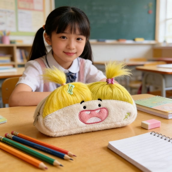 HOZVOMI Cute Ugly Cute Pencil Case With Braids Fun Storage Pouch For Stationery Lovers