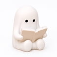 thumbnail image 1 of HOZVOMI Cute White Reading Ghost Figurine 3in Mini Spooky Kawaii Ghost Statue, Resin Halloween Ornament for Desktop Shelf Table Home Office Decor, Gift for Book Lovers, 1 of 6