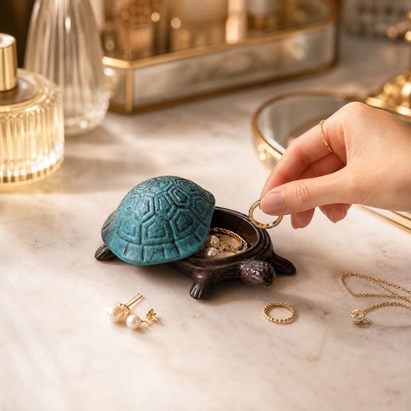 HOZVOMI Decorative Turtle Figure Key Holder Storage Box Unique Organizer for Home Decor and Gifts