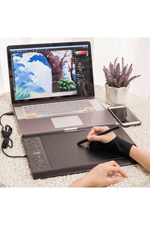 Digital Drawing Board, 22 Shortcut Keys, High Resolution, Paper Feel, Compatible with PC, WIN, Android