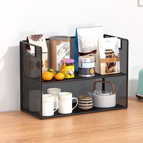 HOZVOMI Dining Table Organizer, Snack Shelf, Desktop Organizer, Iron Shelf, Kitchen Shelf, Living Room Cup Organizer, Double Layer Storage Rack, No Assembly Required Versatile Storage Solution