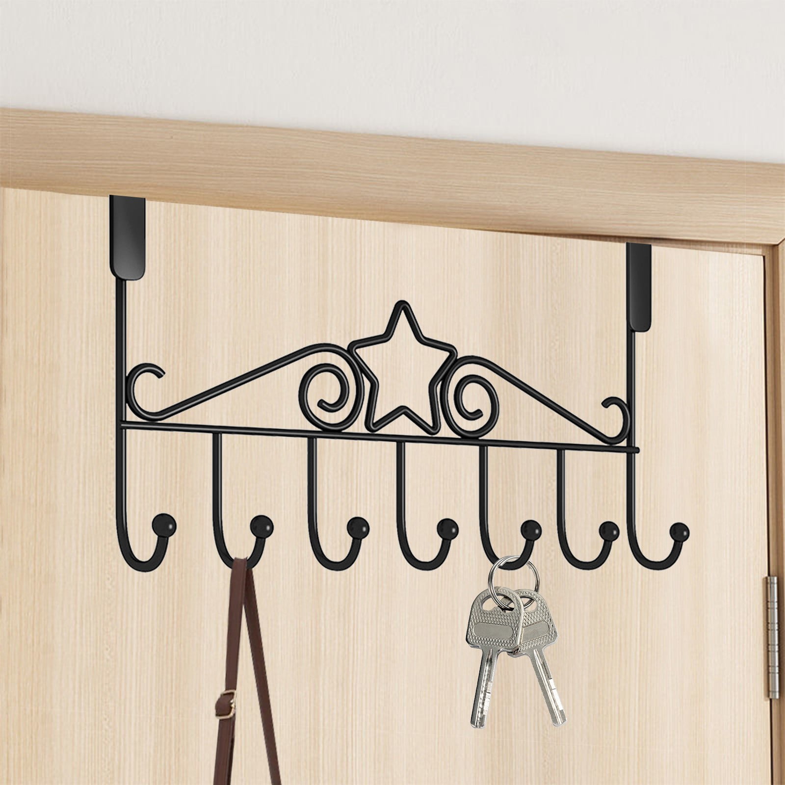 HOZVOMI Door Hooks Behind The Door Hanging Rack Shelves - Black Iron ...