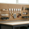 thumbnail image 1 of HOZVOMI No Drill Pegboard Shelf with Movable Hooks, Wall Mounted Storage Rack for Headphones Stationery Tools, Simple Elegant Design, Home Office Organizer, 1 of 6