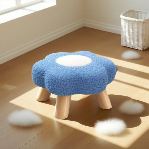 HOZVOMI Flower Stool Small Round Cloud Agaric Stool for Room Decoration, Sturdy Solid Wood Frame, Soft Comfortable Seating