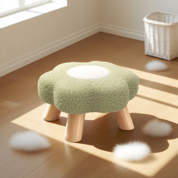 HOZVOMI Flower Stool Small Round Cloud Agaric Stool for Room Decoration, Sturdy Solid Wood Frame, Soft Comfortable Seating
