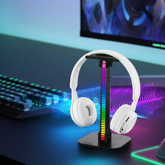HOZVOMI Gaming Headphone Stand with RGB Lighting Effects, Ear Hanging Desktop Headset Holder for Most Headphones