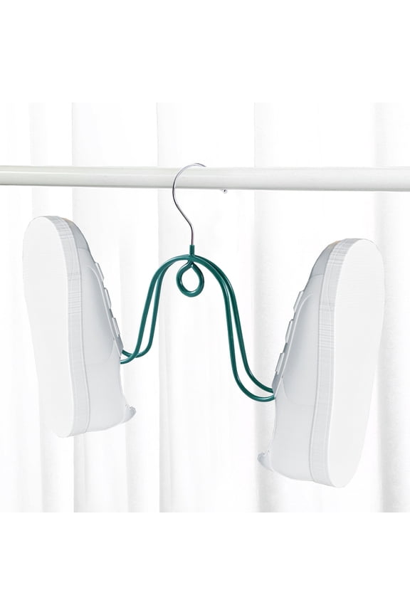 Green Plastic Shoe Drying Rack for Home, Apartment, Loft - Quick Drying for Sneakers, Sandals, High Heels - Space-Saving Design, Windproof Hook Shelf Hanger (1Pc)