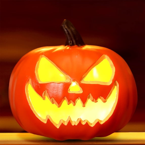 HOZVOMI Halloween Pumpkin Lantern, Battery Operated LED Jack-O'-Lantern Light, Plastic Light-Up Pumpkin Decor for Indoor Outdoor, Tabletop, Garden, Fall & Spooky Decorations
