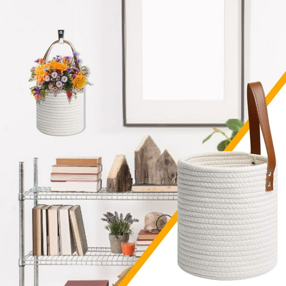 HOZVOMI Handwoven Artif Hanging Basket For Plants, Wall-mounted Flower Pot Woven Hanger Hanging Planter Wall Decor