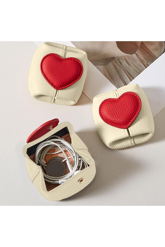 Heart-Shaped Mini Coin Purse for Earbuds and Small Essentials – Trendy Portable Storage Solution