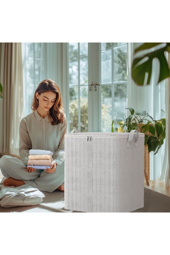 Heavy Duty Storage Tote Bag with Reinforced Handles, Extra Large Organizer Bag for Clothes, Toys, Christmas Decorations, Double Zipper Top