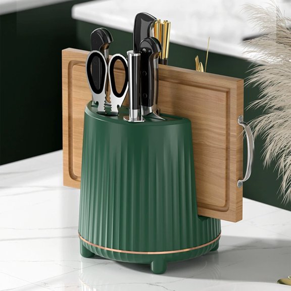 HOZVOMI Home Kitchen Rotating Storage Rack for Knives Forks and Cutting Boards, Organizer for Cleaner Cooking Space
