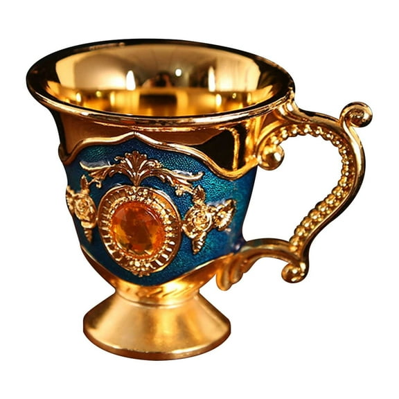 HOZVOMI Household Metal White Wine (Baijiu) Glass - Alloy Material with Intricate Classical Patterns, Gemstoned Decoration, Multiple Styles, Classical Wineware, 1PC Included