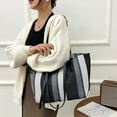 thumbnail image 1 of HOZVOMI Ladies Shoulder Bag Handbag Tote Vertical Stripe Casual Fashion Tote Outdoor Bag Canvas Bag, 1 of 6