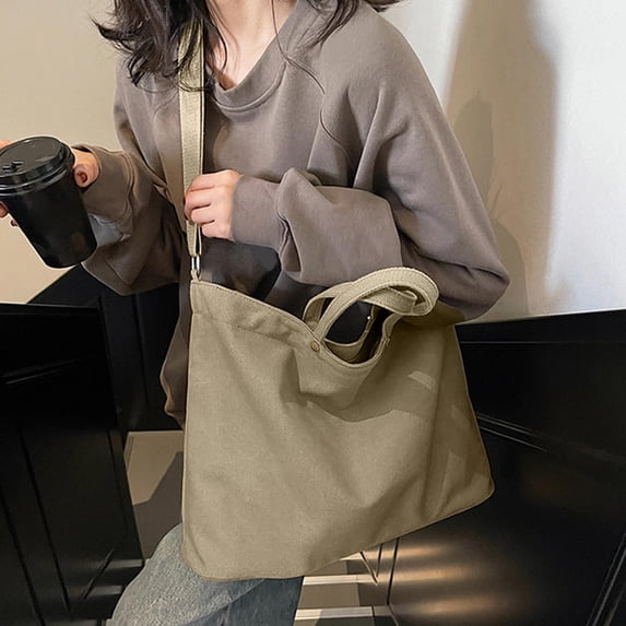 HOZVOMI Large Capacity Canvas Tote Bag for Women - Versatile Shoulder and Crossbody Handbag for Work, School, Travel, and Shopping with Secure Zipper Closure