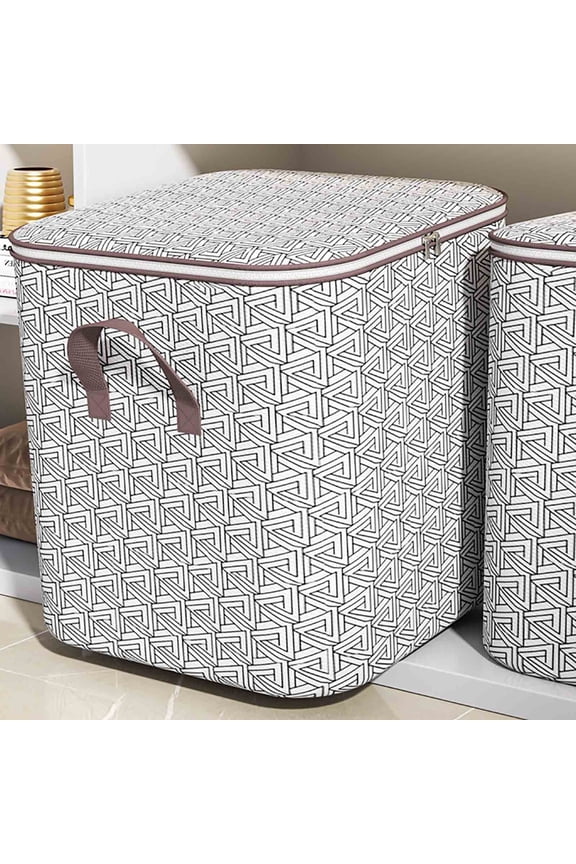Large Capacity Quilt Storage Bag for Blankets and Clothes, Foldable Moving Organizer with Reinforced Handles and Protective Cover