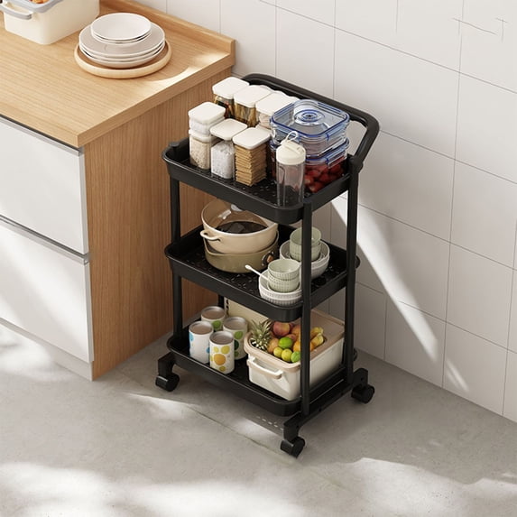 HOZVOMI Large Mobile Shelving Unit Adjustable Storage Cart for Kitchen Bathroom Organizer Snack Rack