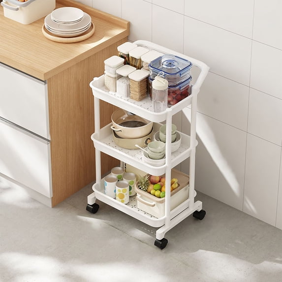 HOZVOMI Large Mobile Shelving Unit Adjustable Storage Cart for Kitchen Bathroom Organizer Snack Rack