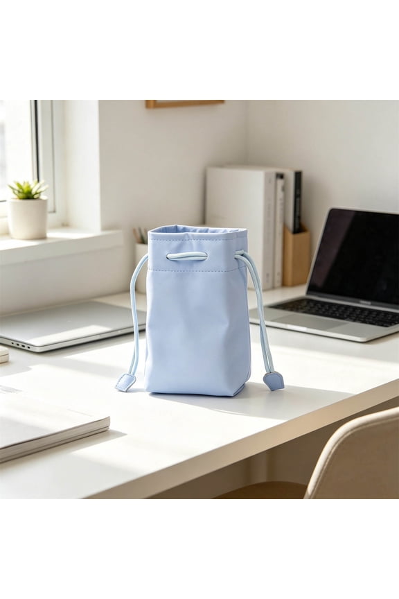 Leather Drawstring Pouch Bag for Cameras Compact Storage Organizer Travel Accessory Gift for Photographers