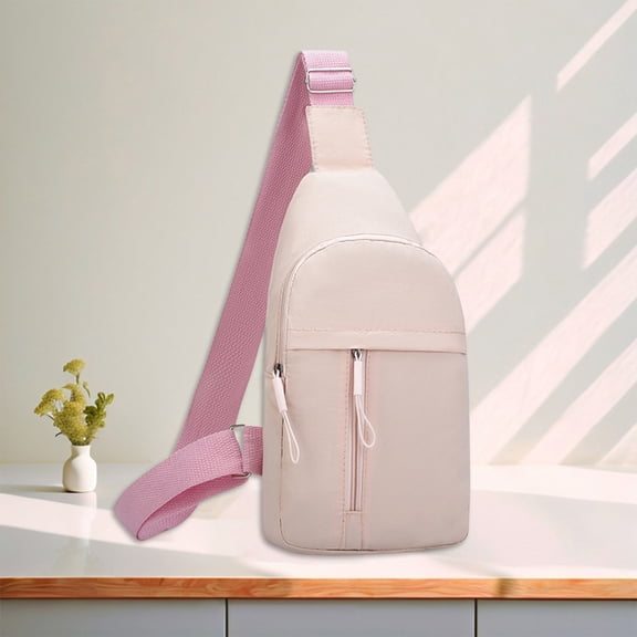 HOZVOMI Lightweight Men's & Women's Crossbody Chest Bag - Versatile Nylon/Spandex Sling Backpack for Sports, Travel, Daily Use - Fashionable & Spacious (Multiple Colors), Pink