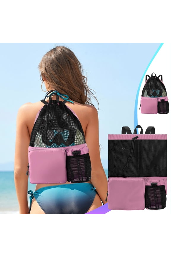 Mesh Drawstring Swimming Bag - Beach Backpack with Wet Bag, Ideal for Gym and Exercise Equipment