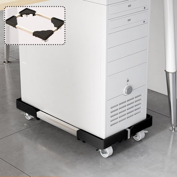 HOZVOMI Mobile Computer Tower Stand with Wheels, Adjustable Retractable PC Case Holder Base and Storage Rack for Home Office