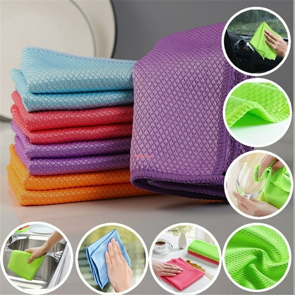HOZVOMI Multifunctional Cleaning Cloth, Super Absorbent Kitchen Towel, Durable Fish Scale Texture Cleaning Pad - Ideal for Glass, Dishes, and Surfaces