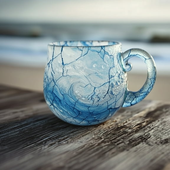 HOZVOMI Ocean Themed Coffee Mug, Marine Life Ceramic Cup for Daily Sips, Nautical Decorative Drinkware Gift for Sea Lovers, Functional Tableware Accent