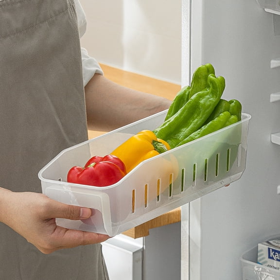 HOZVOMI Partitionable Plastic Storage Bin for Kitchen, Pantry, and Refrigerator Organization