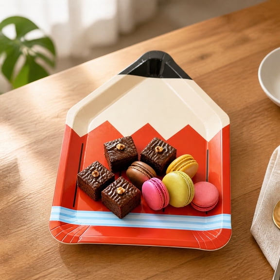 HOZVOMI Pencil-Shaped Disposable Plates for School Parties, Classroom Celebrations & Student Events - Fun and Versatile Snack Dish for Easy Clean-Up
