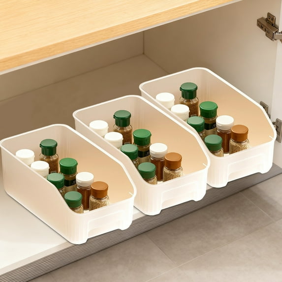 HOZVOMI Plastic Storage Basket, Open Front Organizing Box for Kitchen Cabinets, Pantry, Bathroom, Bedroom, Foldable Lightweight Bin for Snacks, Condiments, Office Supplies, 1 Pack
