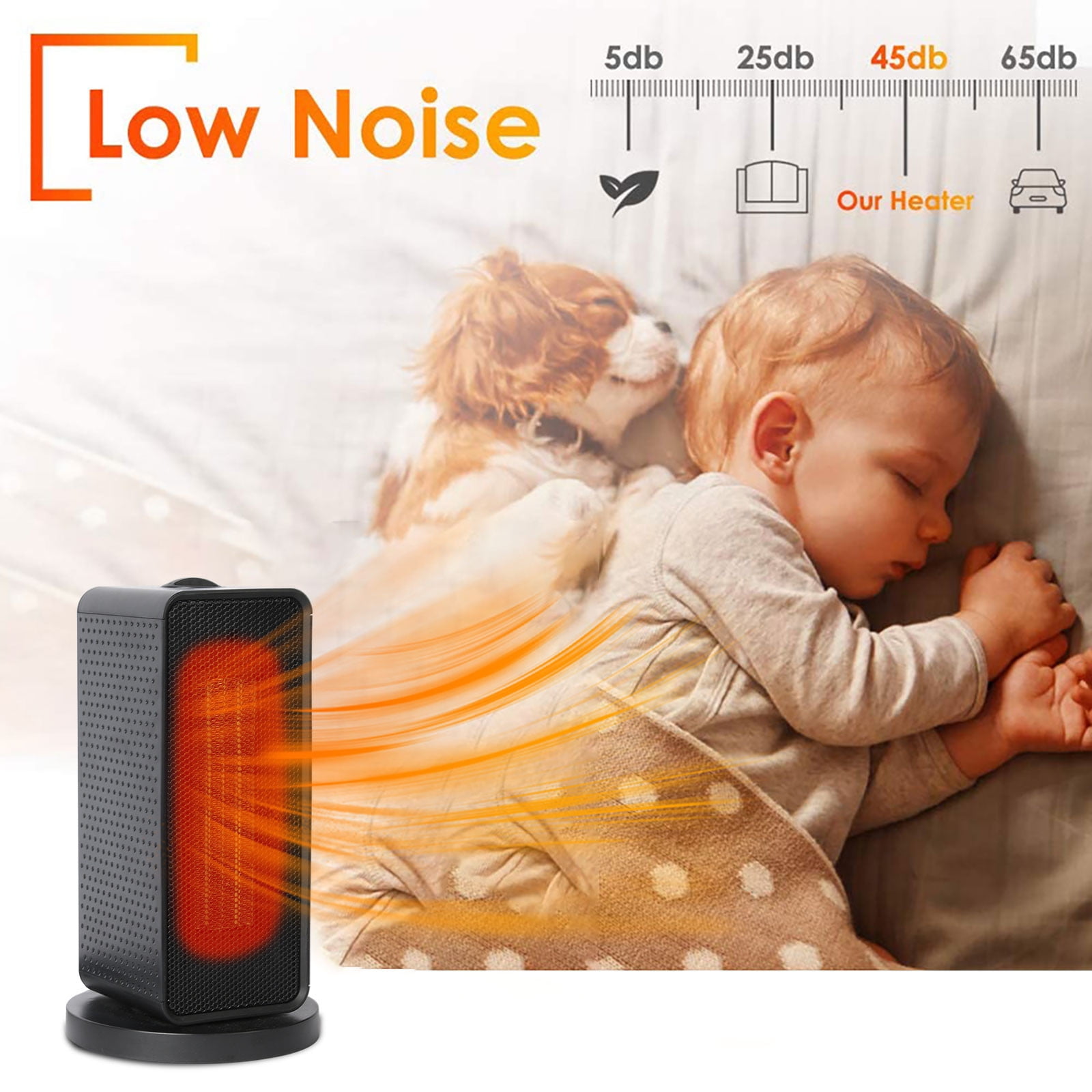 HOZVOMI Portable Electric Ceramic Fan Heater, 3-Temp & 6-Mode ...